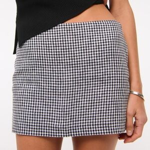 Black and White Gingham Linen Mini Skort